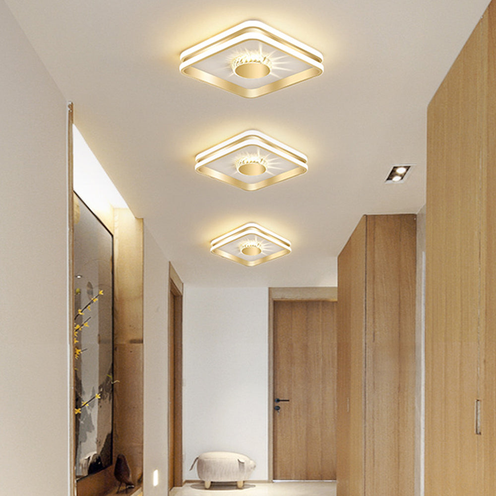StrahlAurora: Crystal Ceiling Light LED Gold – Elegant & Decorative for Hallways & Living Areas