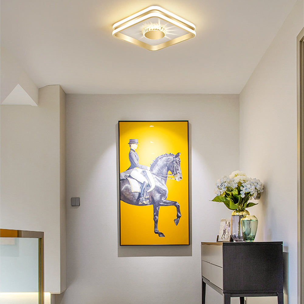StrahlAurora: Crystal Ceiling Light LED Gold – Elegant & Decorative for Hallways & Living Areas