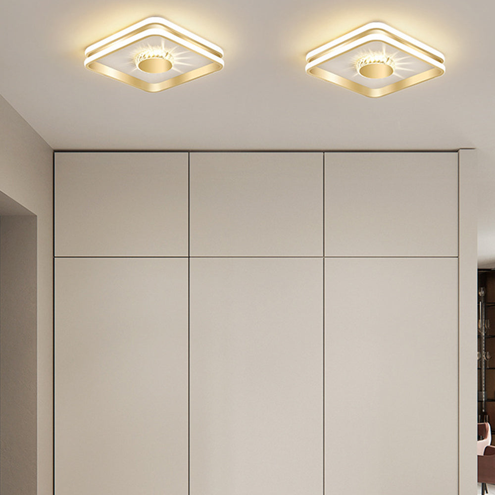 StrahlAurora: Crystal Ceiling Light LED Gold – Elegant & Decorative for Hallways & Living Areas