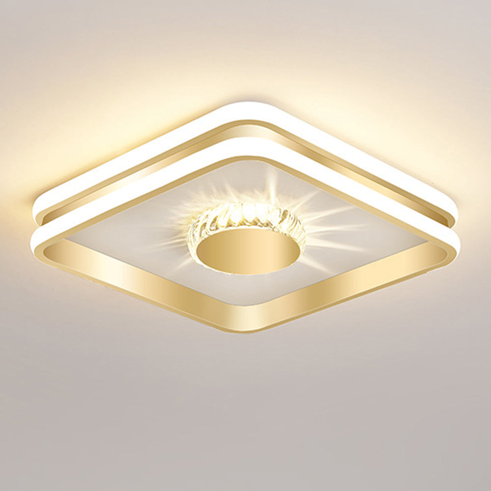 StrahlAurora: Crystal Ceiling Light LED Gold – Elegant & Decorative for Hallways & Living Areas