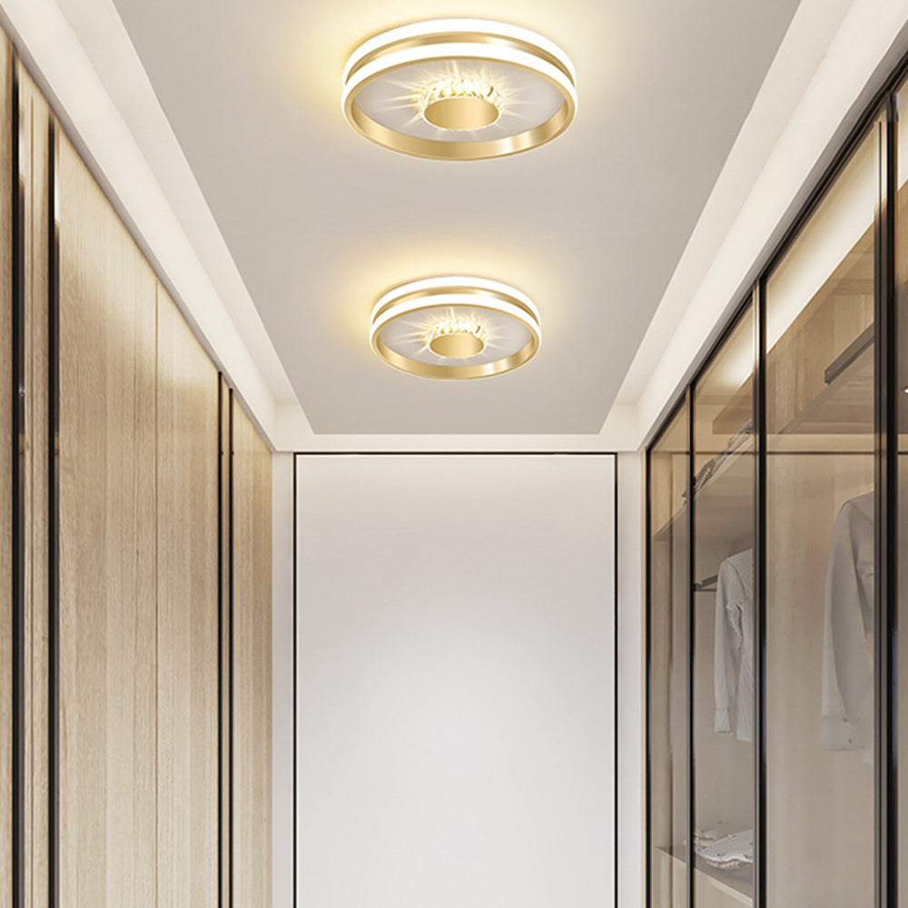 StrahlAurora: Crystal Ceiling Light LED Gold – Elegant & Decorative for Hallways & Living Areas