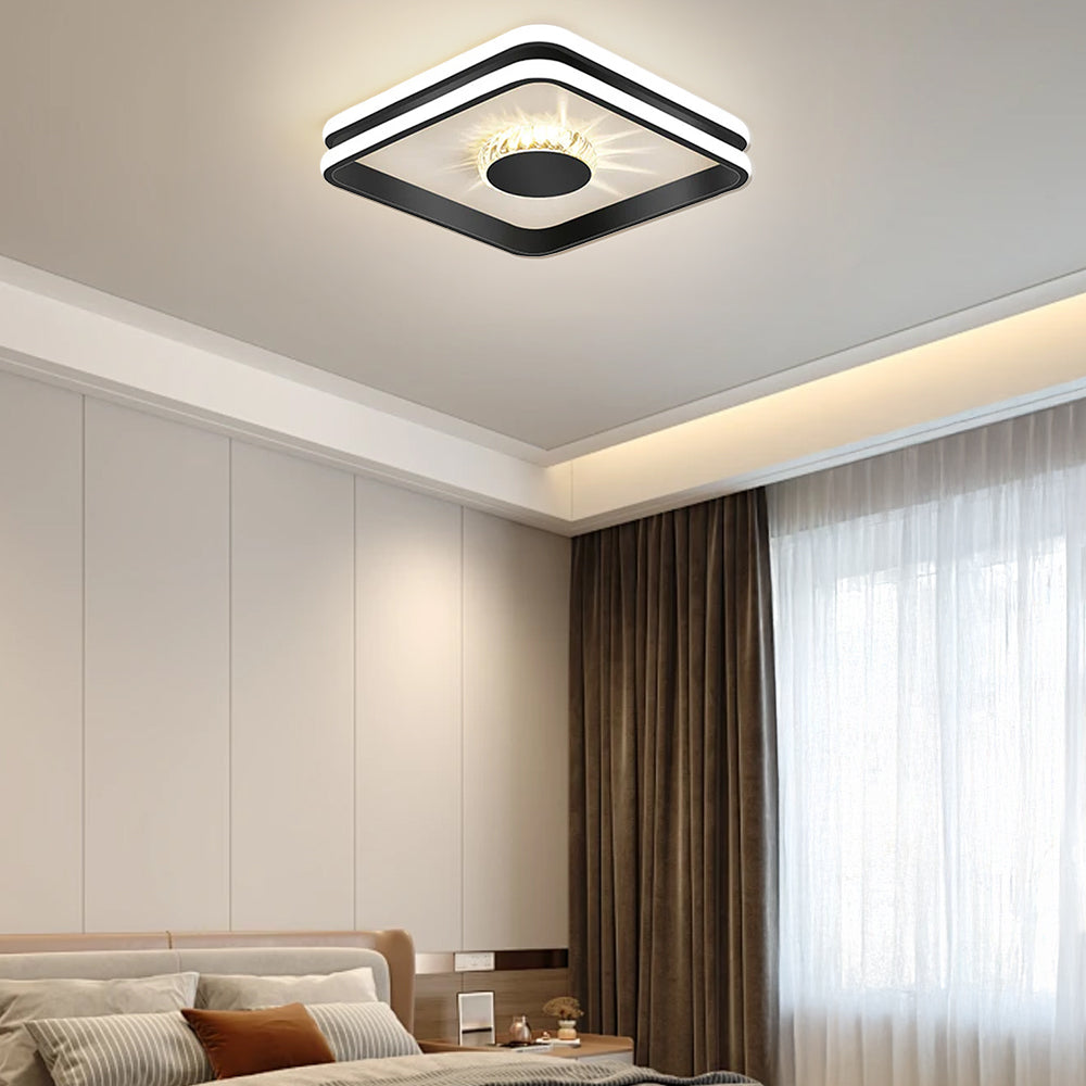 StrahlAurora: Crystal Ceiling Light LED Gold – Elegant & Decorative for Hallways & Living Areas