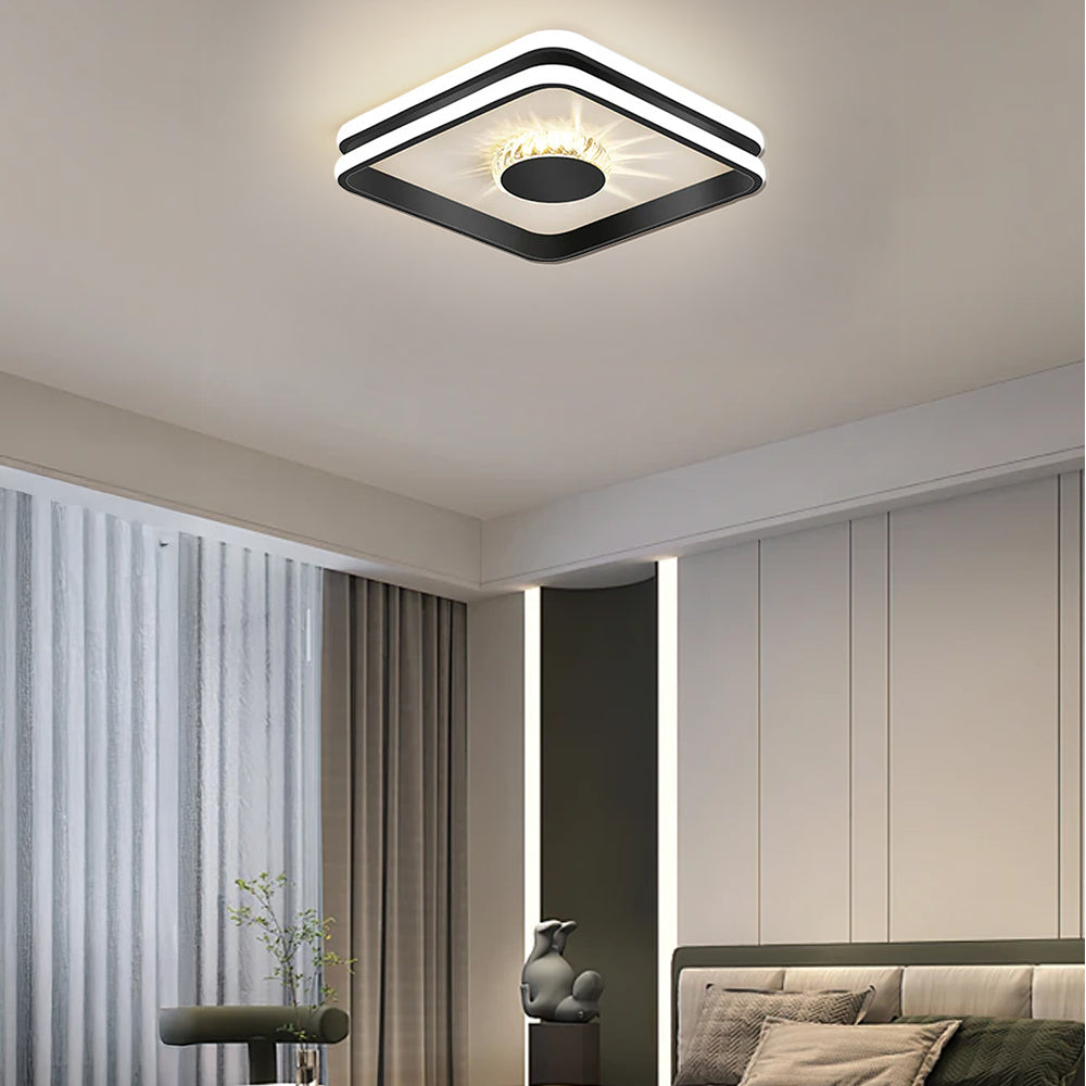 StrahlAurora: Crystal Ceiling Light LED Gold – Elegant & Decorative for Hallways & Living Areas