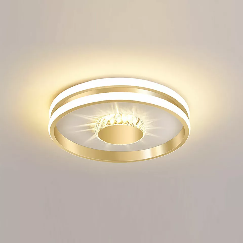 StrahlAurora: Crystal Ceiling Light LED Gold – Elegant & Decorative for Hallways & Living Areas