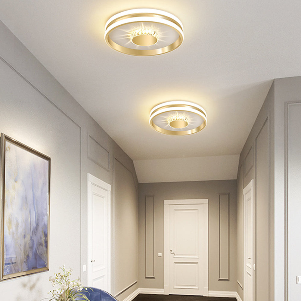 StrahlAurora: Crystal Ceiling Light LED Gold – Elegant & Decorative for Hallways & Living Areas