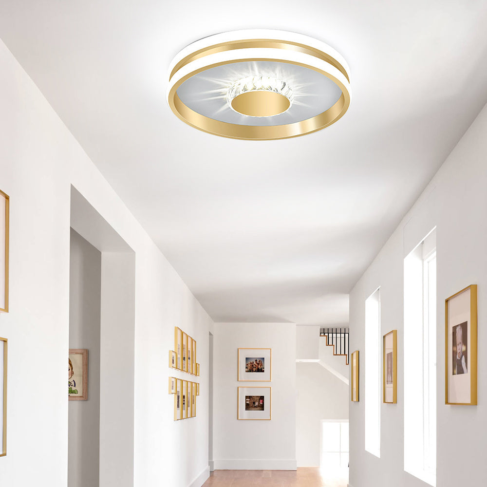 StrahlAurora: Crystal Ceiling Light LED Gold – Elegant & Decorative for Hallways & Living Areas