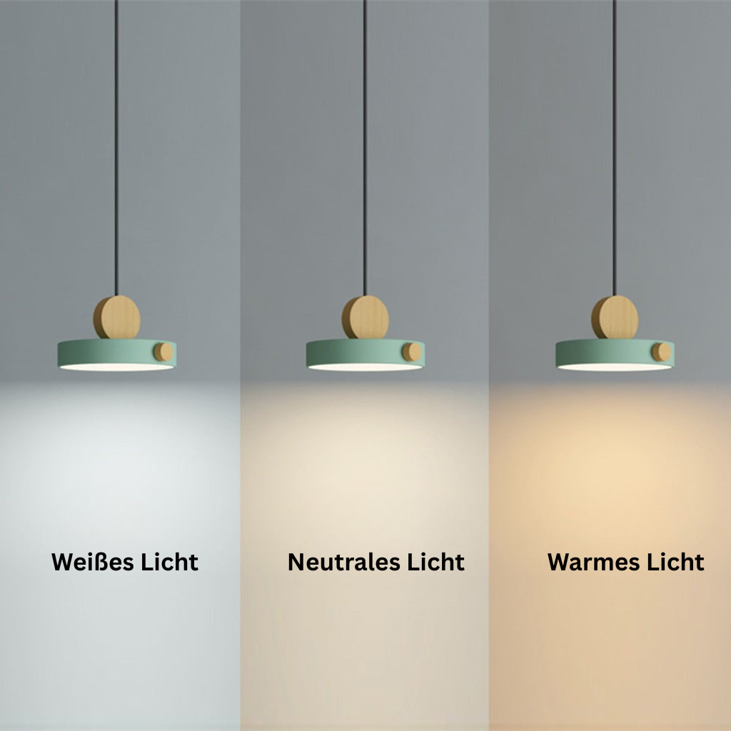 StrahlBunt: Modern Wooden Pendant Light LED Colorful – Stylish & Functional for Living Room & Dining Area