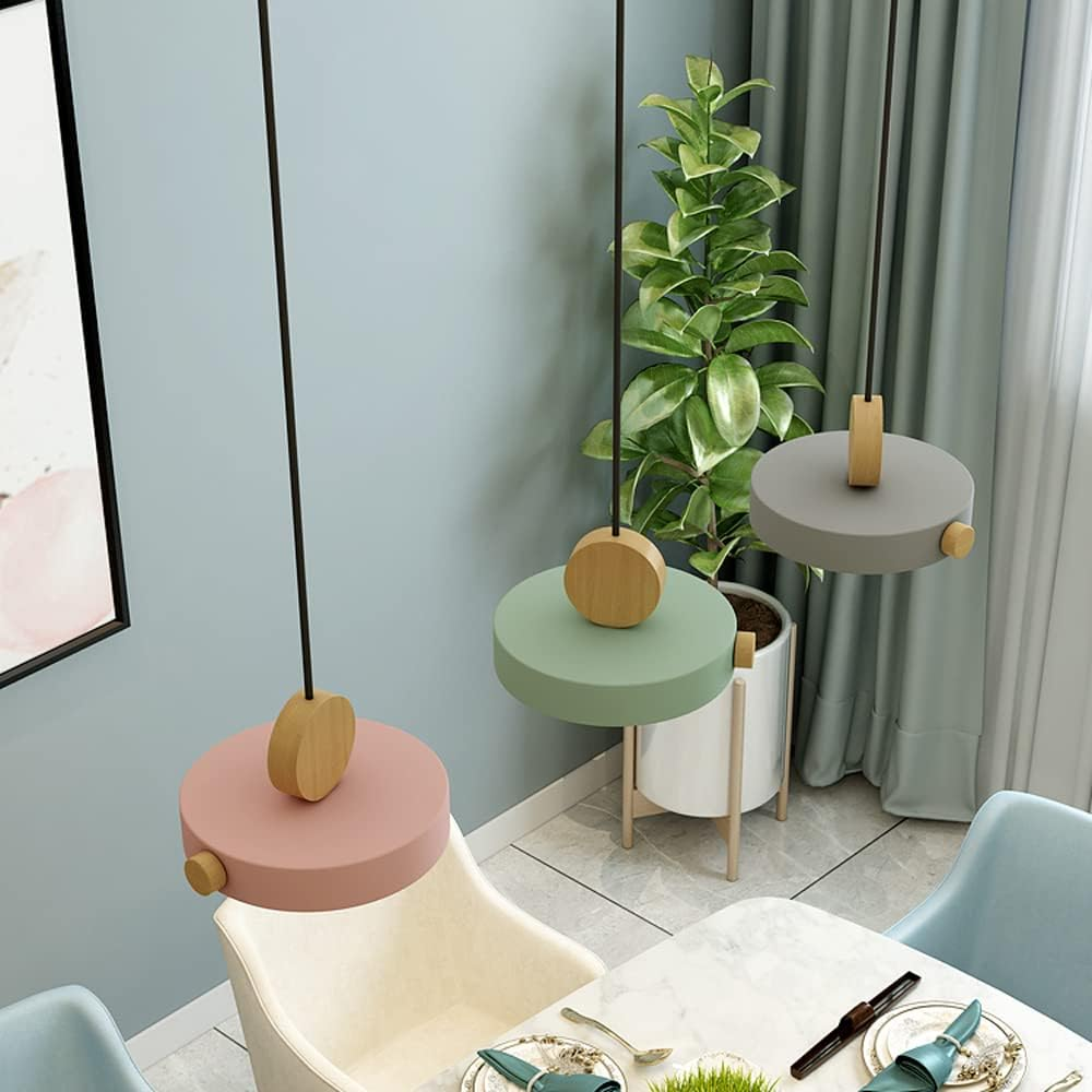 StrahlBunt: Modern Wooden Pendant Light LED Colorful – Stylish & Functional for Living Room & Dining Area