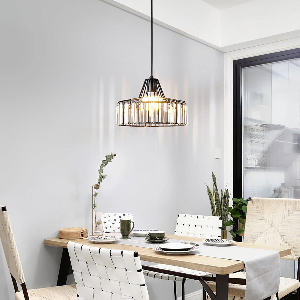 StrahlÉbène: Modern Crystal Pendant Light Black – Decorative & Energy Efficient for Living Room & Dining Room