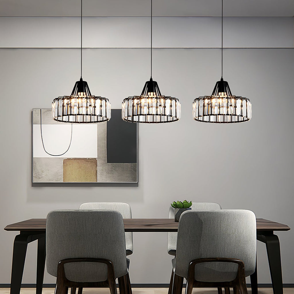 StrahlÉbène: Modern Crystal Pendant Light Black – Decorative & Energy Efficient for Living Room & Dining Room