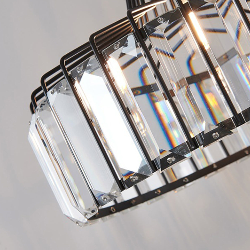 StrahlÉbène: Modern Crystal Pendant Light Black – Decorative & Energy Efficient for Living Room & Dining Room