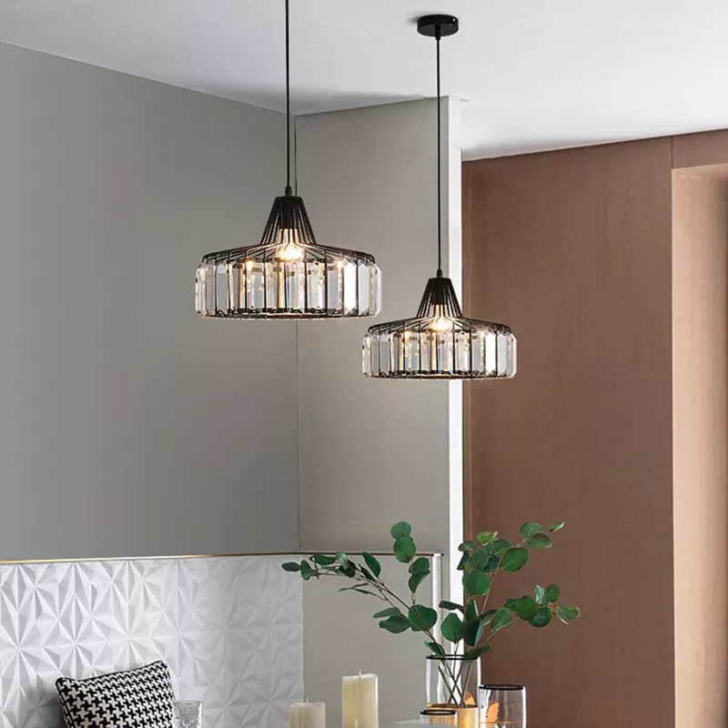 StrahlÉbène: Modern Crystal Pendant Light Black – Decorative & Energy Efficient for Living Room & Dining Room