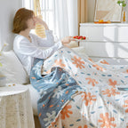 RadiantJoy: Cotton Blankets in Abstract Pattern with Reversible Function & Year-Round Lightness – for Sofa & Bed