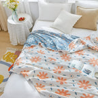 RadiantJoy: Cotton Blankets in Abstract Pattern with Reversible Function & Year-Round Lightness – for Sofa & Bed