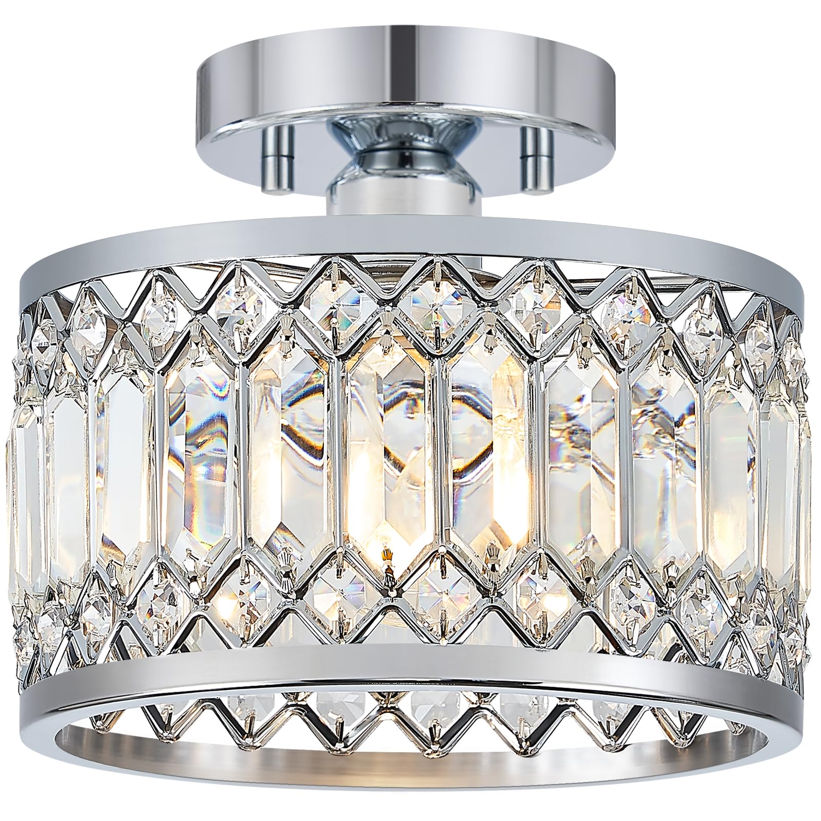 StrahlPrisma: Designer Crystal Ceiling Light Modern Round – Decorative & Functional for Living Room & Dining Room