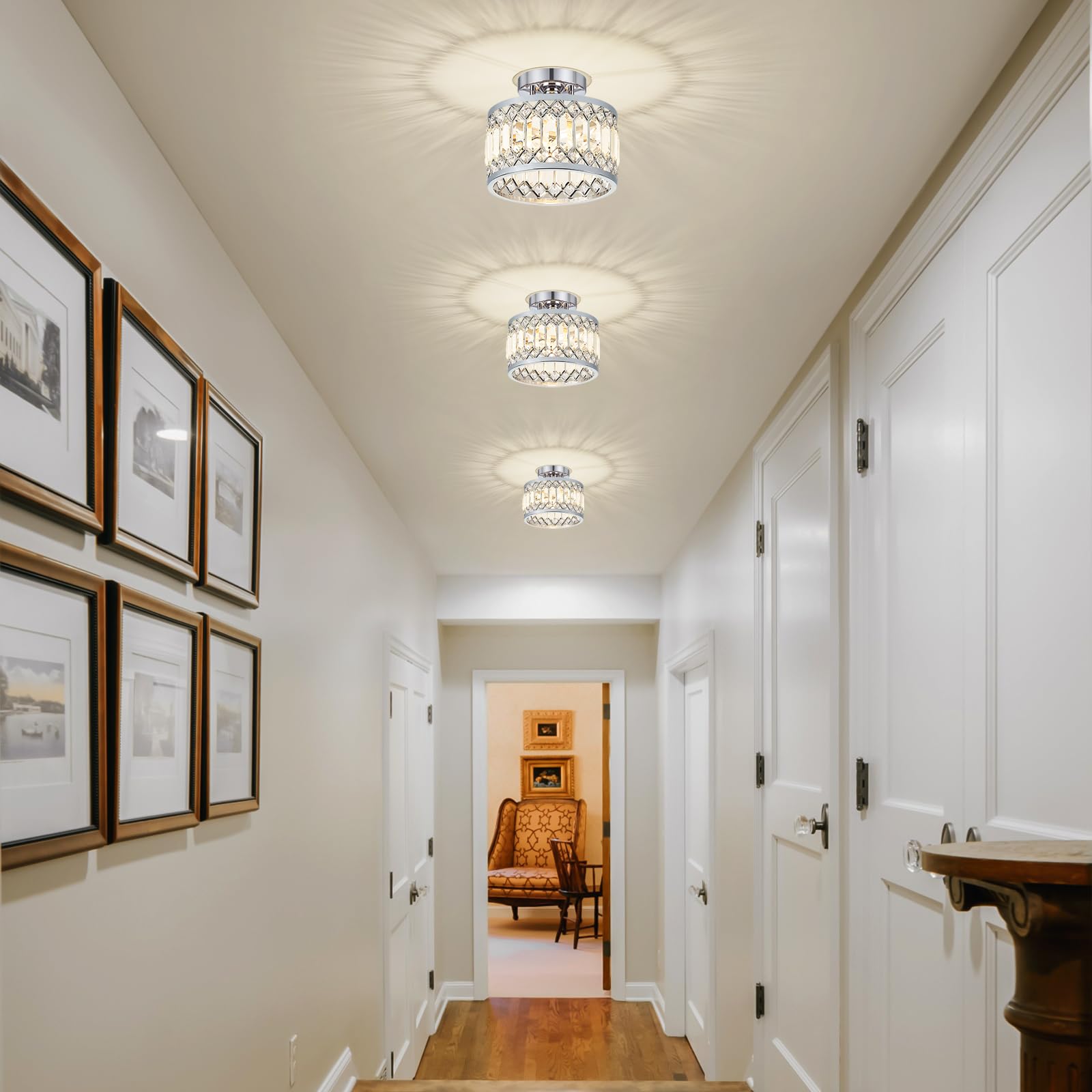 StrahlPrisma: Designer Crystal Ceiling Light Modern Round – Decorative & Functional for Living Room & Dining Room