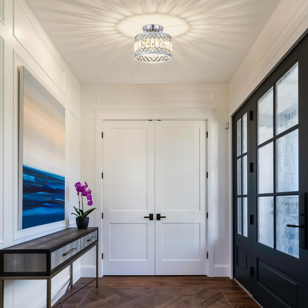 StrahlPrisma: Designer Crystal Ceiling Light Modern Round – Decorative & Functional for Living Room & Dining Room