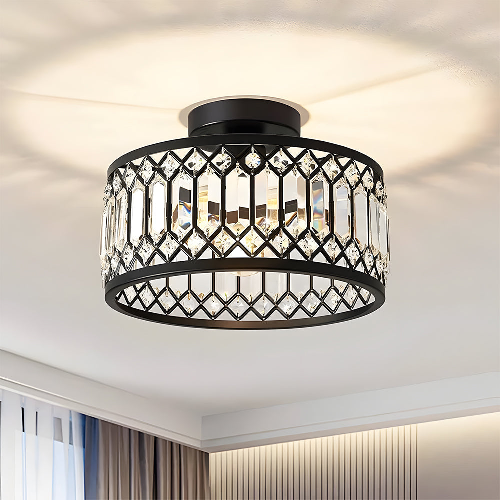StrahlPrisma: Designer Crystal Ceiling Light Modern Round – Decorative & Functional for Living Room & Dining Room