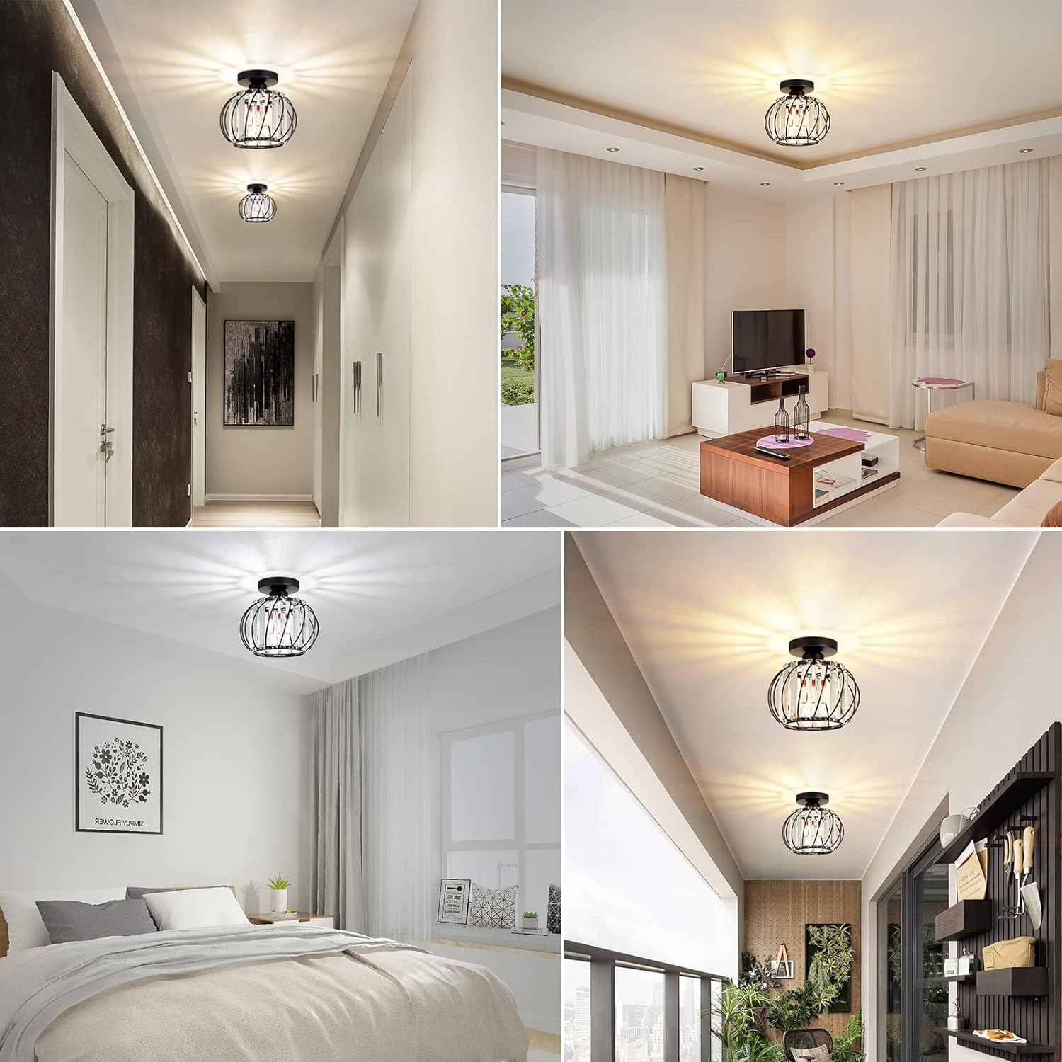 StrahlSatz: Modern Simple Glass Ceiling Light 2-Piece Set – Decorative & Energy Efficient for Hallways & Living Areas