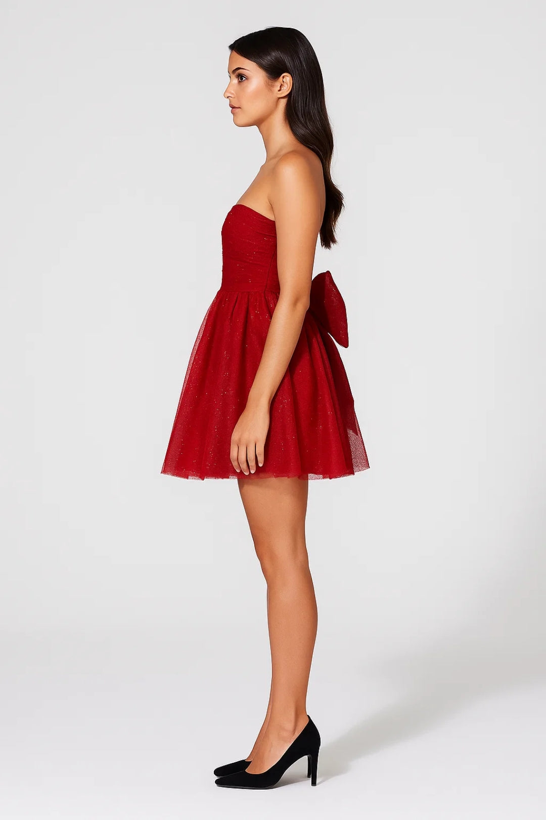 Strapless Mini Dress with Tulle Skirt