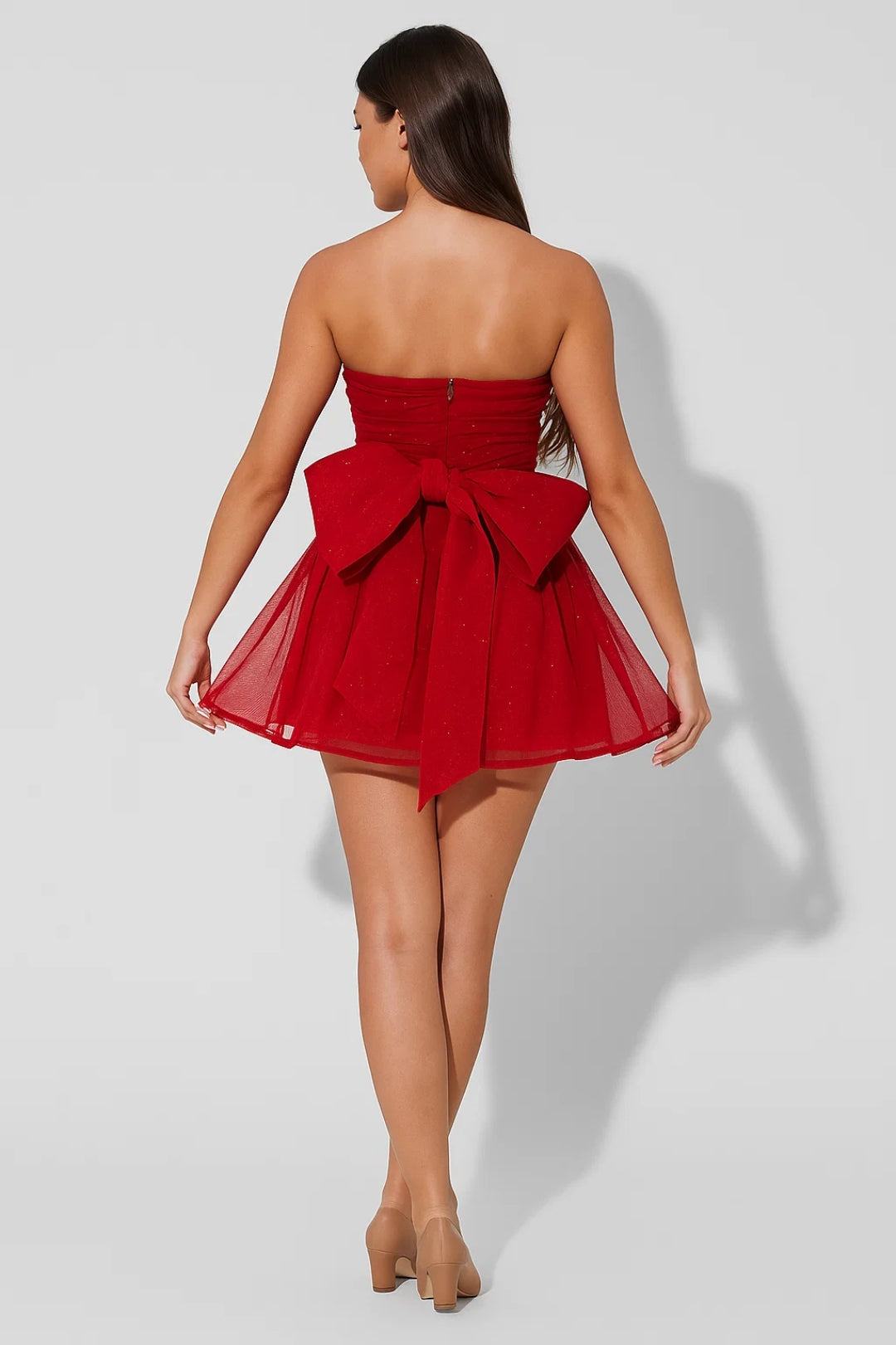 Strapless Mini Dress with Tulle Skirt