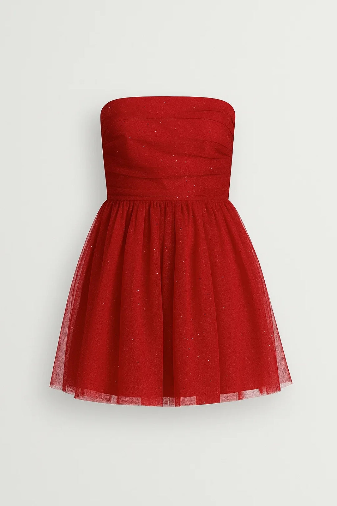 Strapless Mini Dress with Tulle Skirt