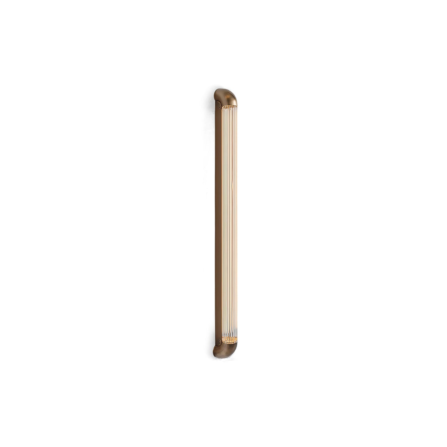 Reeded Glass Tube Wall Light, Curved Steel Accents