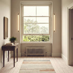 Reeded Glass Tube Wall Light, Curved Steel Accents