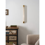 Reeded Glass Tube Wall Light, Curved Steel Accents