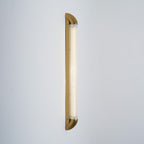 Reeded Glass Tube Wall Light, Curved Steel Accents