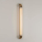 Reeded Glass Tube Wall Light, Curved Steel Accents