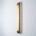Reeded Glass Tube Wall Light, Curved Steel Accents