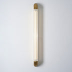 Reeded Glass Tube Wall Light, Curved Steel Accents