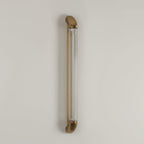 Reeded Glass Tube Wall Light, Curved Steel Accents