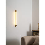 Reeded Glass Tube Wall Light, Curved Steel Accents