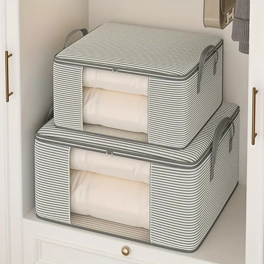 StripeOrganization: Foldable Storage Bag – Breathable, Spacious & Ideal for Bedding & Clothing