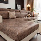 Sectional Sofa Cushion Slipcover, Vintage Leather Look, Four-Way Stretch, Hand Washable