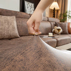 Sectional Sofa Cushion Slipcover, Vintage Leather Look, Four-Way Stretch, Hand Washable