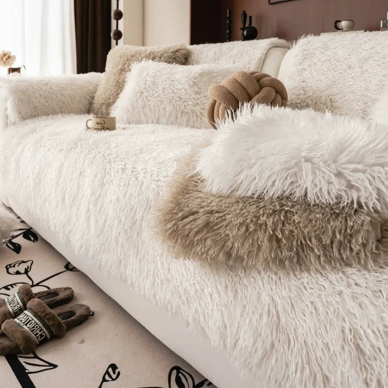 Sofa Cover Faux Lambswool Stretchable Machine Washable