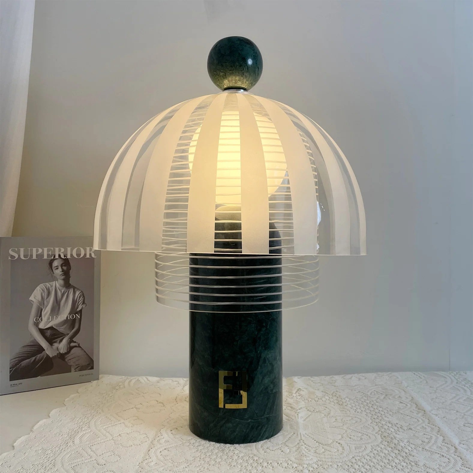 Marble Base Glass Dome Table Lamp
