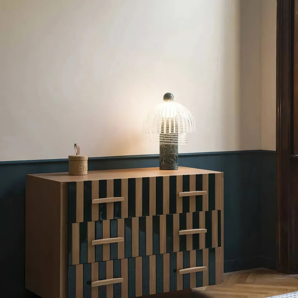 Marble Base Glass Dome Table Lamp