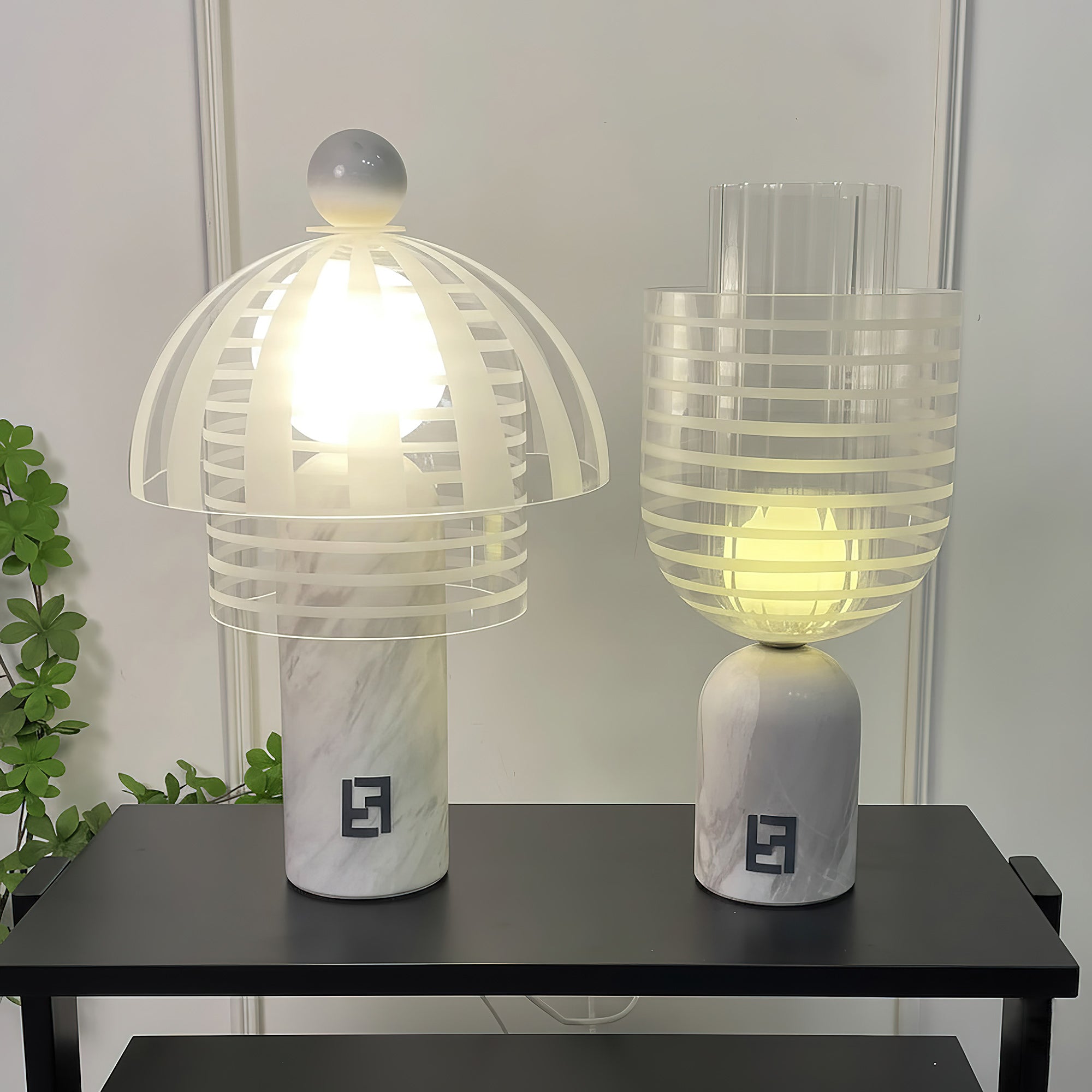 Marble Base Glass Dome Table Lamp