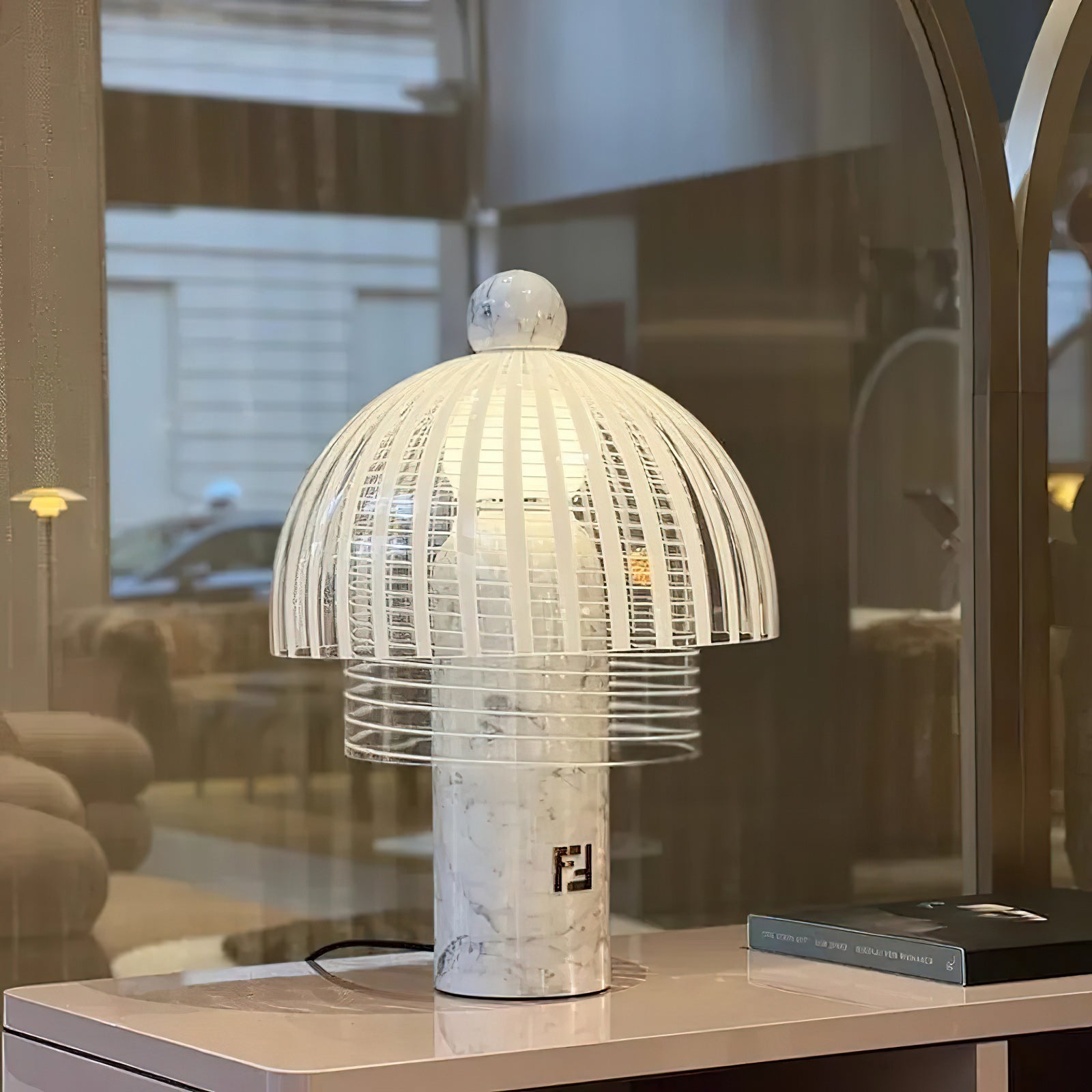 Marble Base Glass Dome Table Lamp