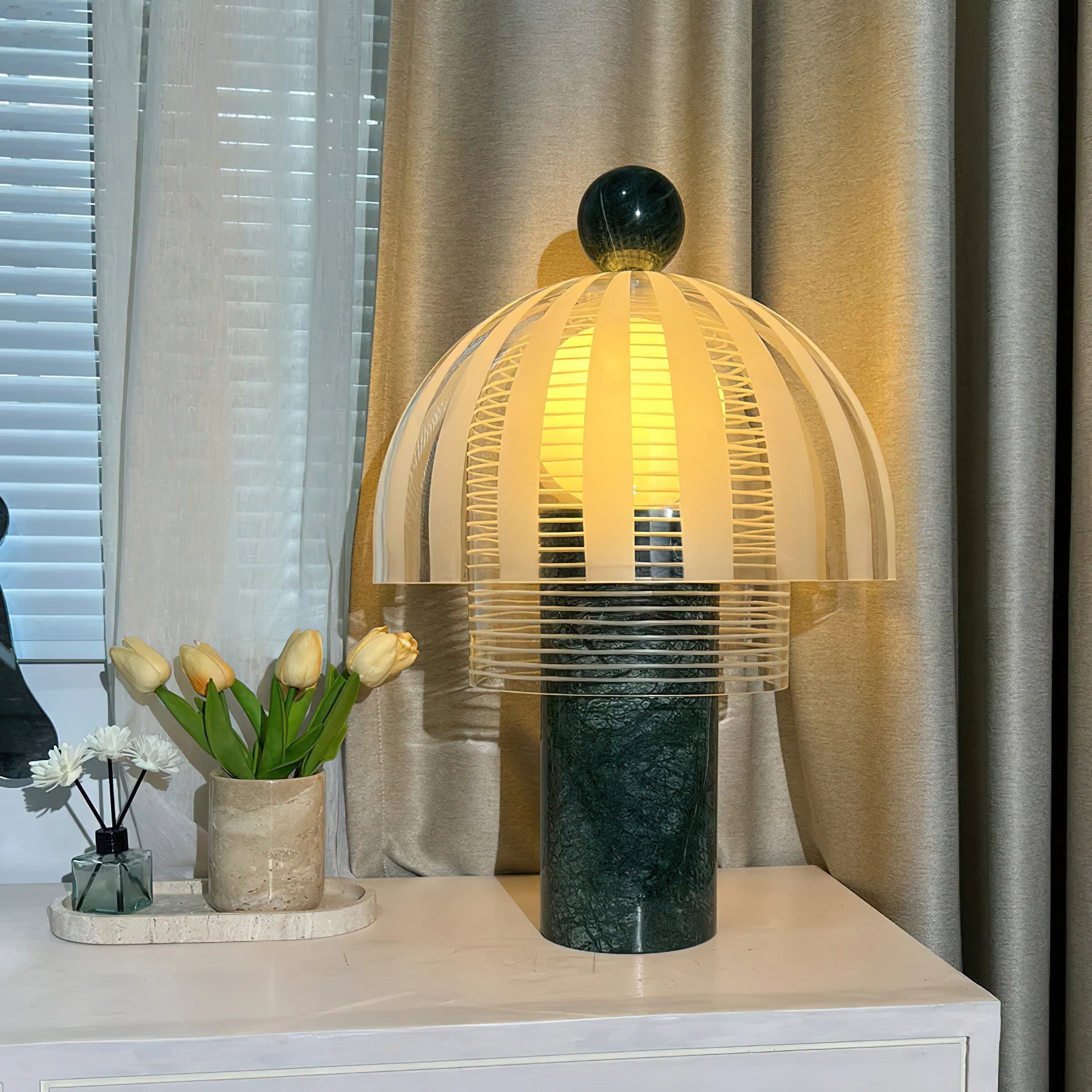 Marble Base Glass Dome Table Lamp