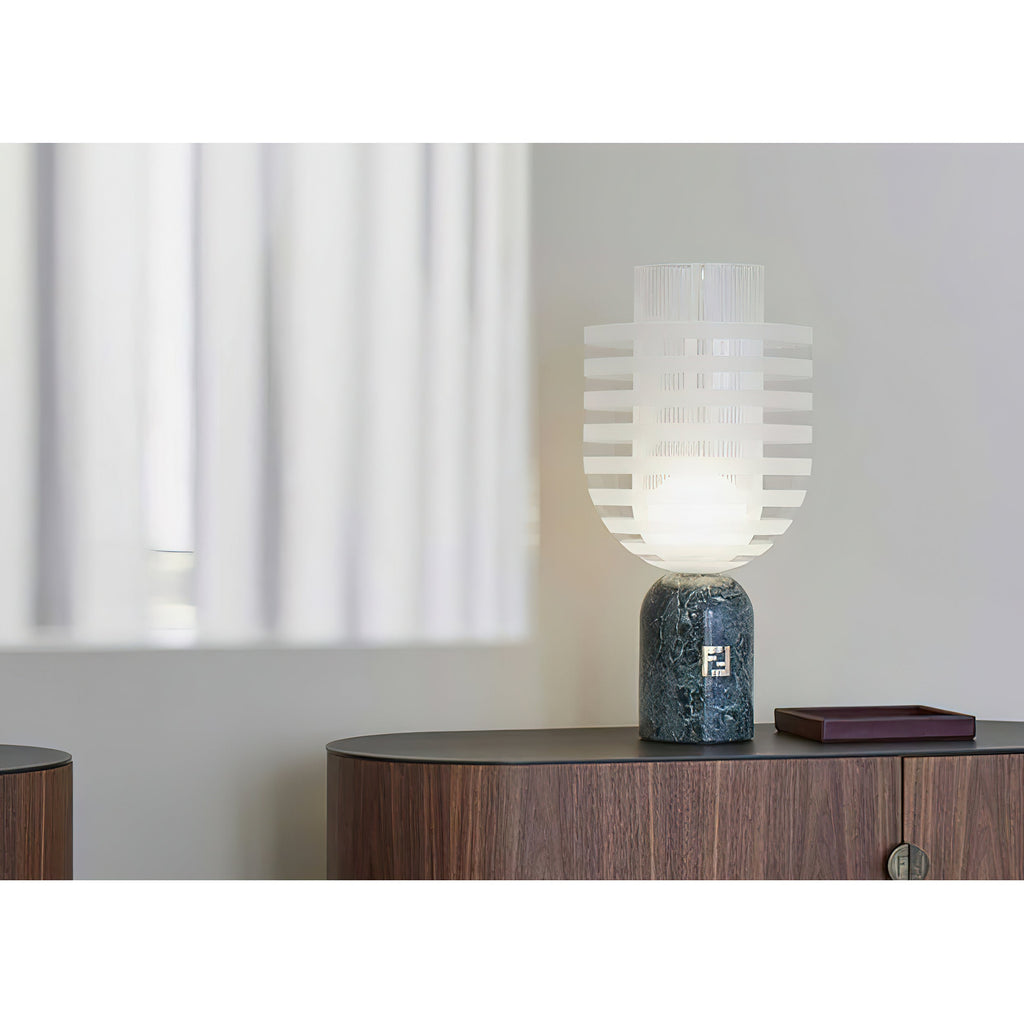 Sculptural Marble & Murano Glass Table Lamp