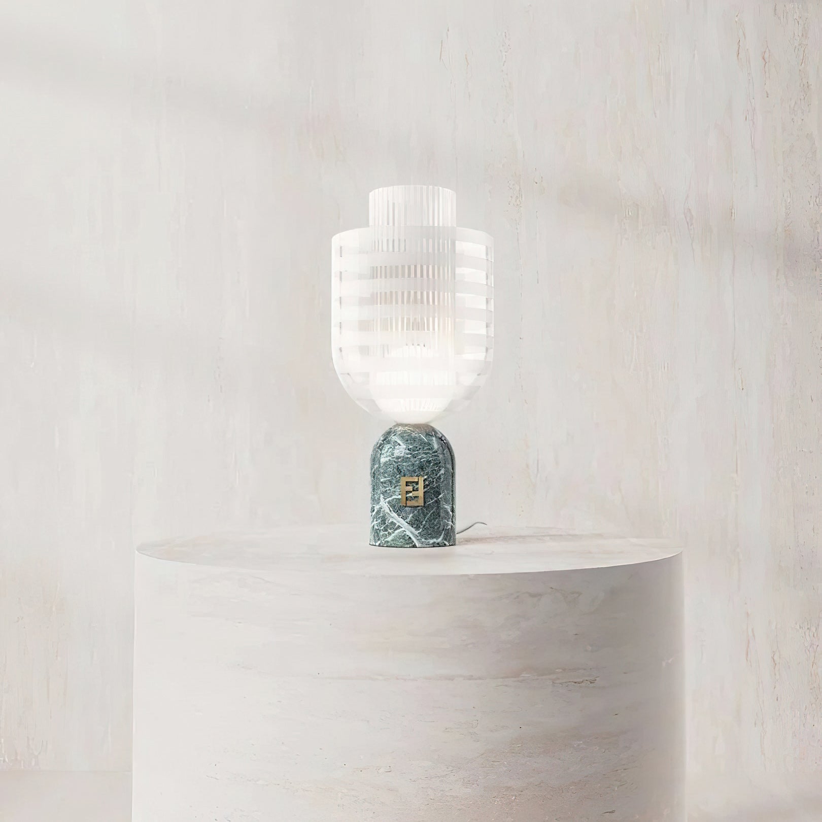 Sculptural Marble & Murano Glass Table Lamp