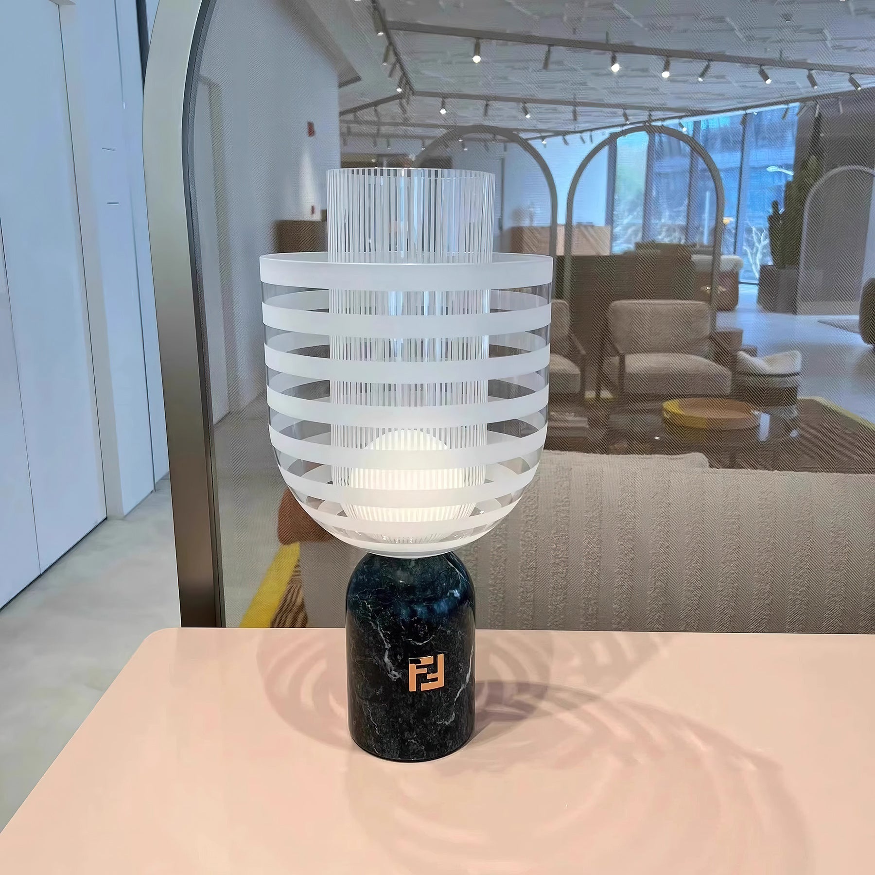 Sculptural Marble & Murano Glass Table Lamp