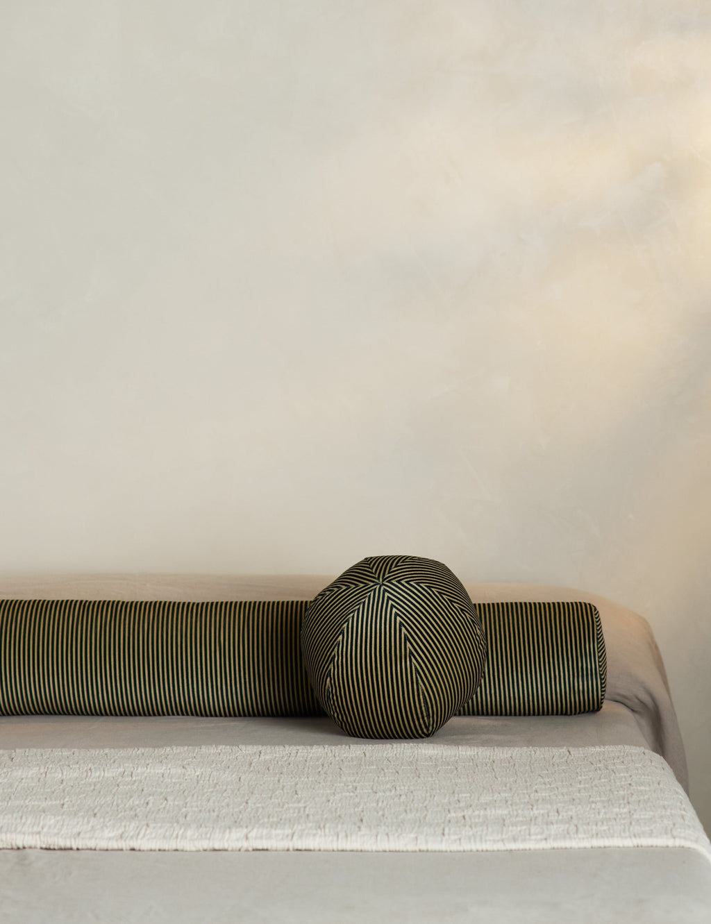 Bello Long Bolster Pillow | Striped Velvet Design