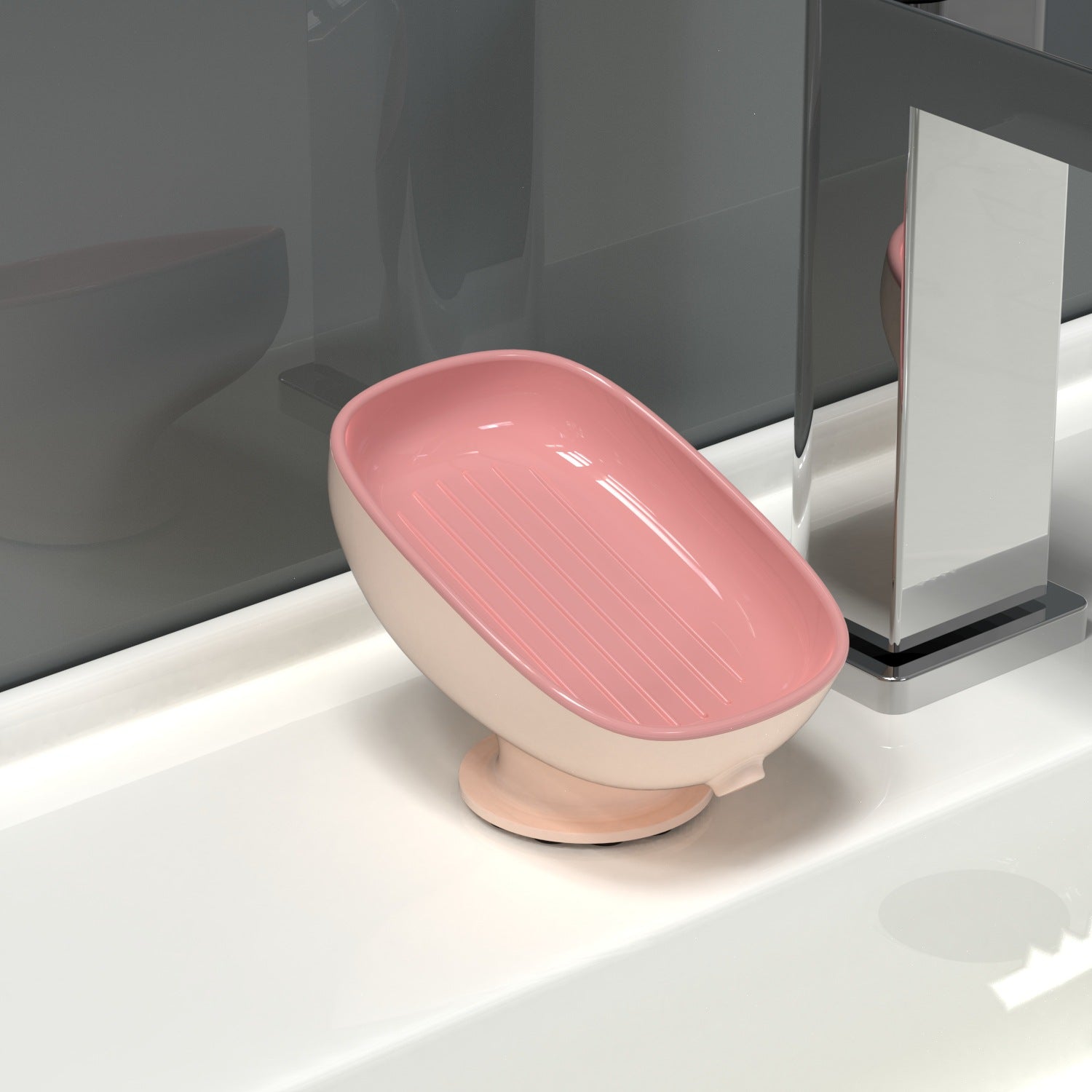 Suction Cup Soap Dish, Ventilated Design, Smooth Surface Mounting, Multiple Colors