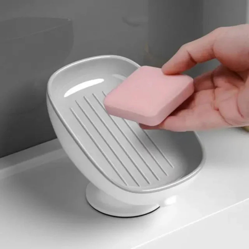 Suction Cup Soap Dish, Ventilated Design, Smooth Surface Mounting, Multiple Colors